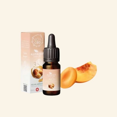 Huile CBD bio 40% - Pêche Abricot - Alpaisia - Le Marché du CBD