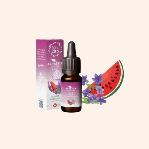 Huile CBD bio 10% - Violette Pastèque | Alpaisia - Produit CBD sur Le Marché du CBD