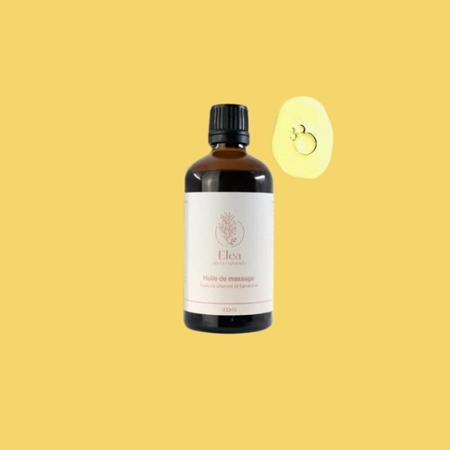 Huile de massage chanvre et framboise | Elea - Produit CBD sur Le Marché du CBD