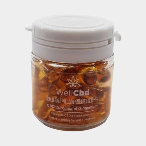 Gélules CBD - Confort Articulaire - Curcuma et Gingembre - WellCBD - Produit CBD sur Le Marché du CBD