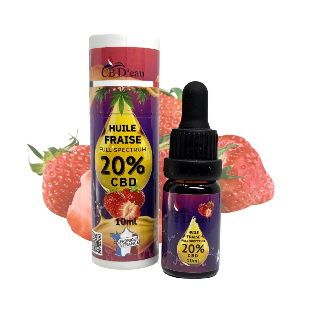 Huile de CBD Fraise 20% - Full spectrum - CBD'eau - Le Marché du CBD