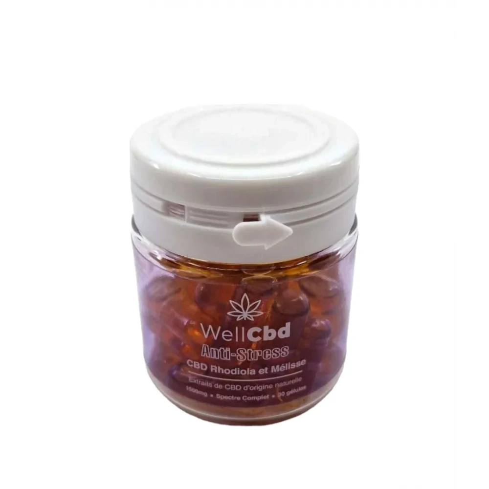 Gélules - Anti stress - Rhodiola et Mélisse - WellCBD - Produit CBD sur Le Marché du CBD